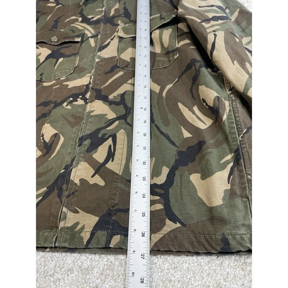 Wallace & Barnes Shirt Jacket Mens‎ Medium Green Camo Full Zip Cotton Overshirt